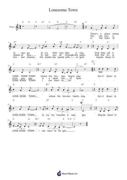Lonesome Town Sheet Music by Baker Knight-Arr.Blairharte Titess