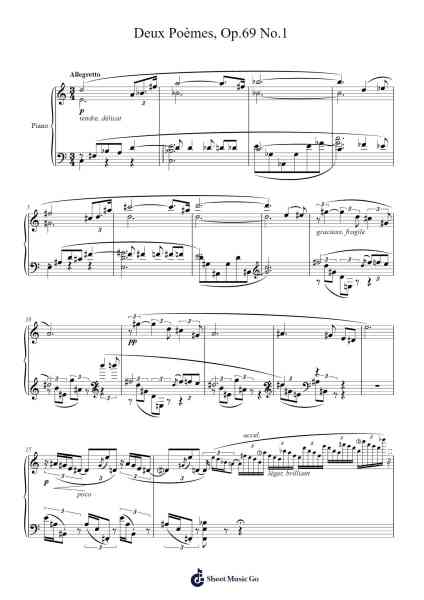 Deux Poèmes, Op. 69, No. 1 Sheet Music by Alexander Scriabin-Arr.Leeles Stoweser