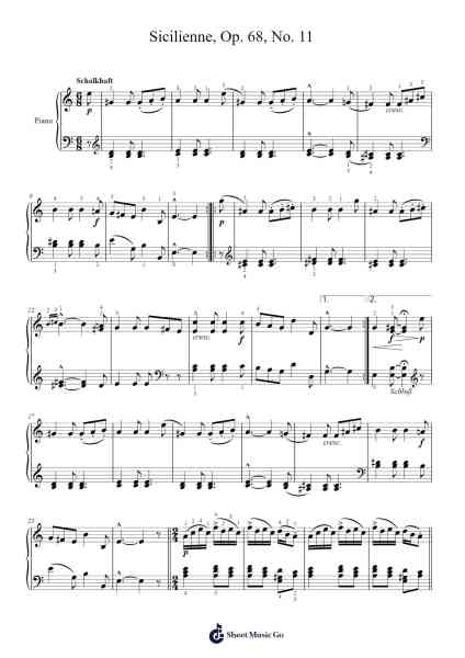 Sicilienne, Op. 68, No. 11 (Album For The Young) Sheet Music by Robert Schumann-Arr.Taysnow Churniel