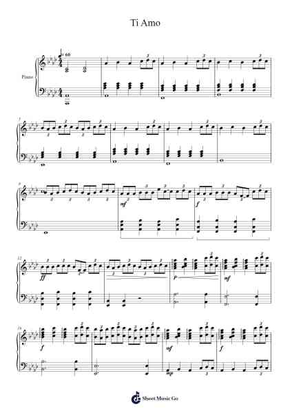 Ti Amo Sheet Music by Umberto Tozzi-Arr.Rontrine Ollyn
