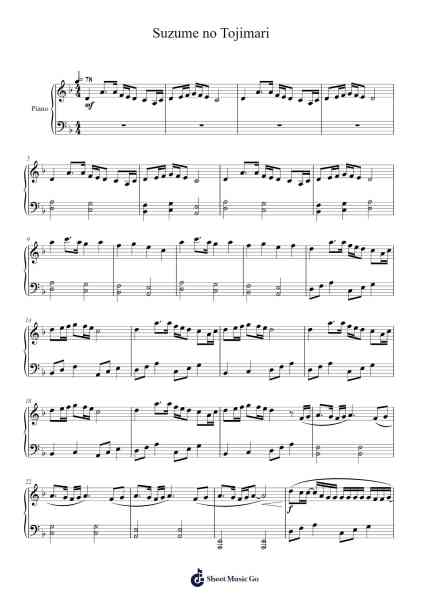 Suzume no Tojimari Sheet Music by unknown composer-Arr.Peathew Odeshua