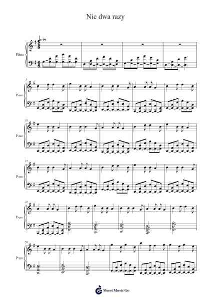 Nic dwa razy Sheet Music by Sanah-Arr.Raelo
