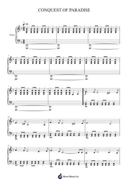 CONQUEST OF PARADISE Sheet Music by Vangelis-Arr.Puldair