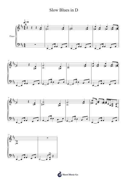 Slow Blues in D Sheet Music by mathieuvanbee-Arr.Leaglan Piersmar