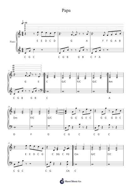 Papa Sheet Music by Stef Bos-Arr.Laupound