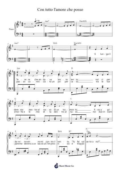 Con tutto l'amore che posso Sheet Music by Claudio Baglioni-Arr.Marmo