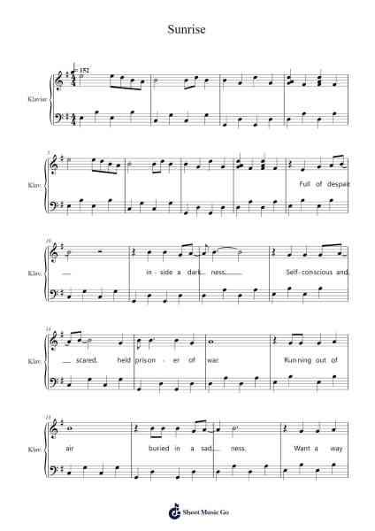Sunrise Sheet Music by Our Last Night-Arr.Phisan Lionelphy