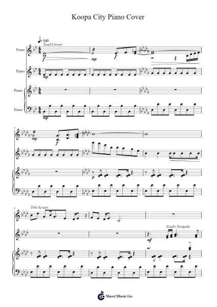 Koopa City Piano Cover Sheet Music by Kenta Nagata/Satomi Terui-Arr.Jersoon