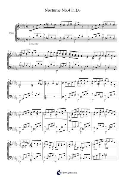 Nocturne No.4 in D♭ Sheet Music by Yiruma-Arr.Gregrace Glennjob