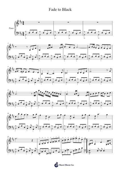 Fade to Black Sheet Music by Metallica-Arr.Bonyork