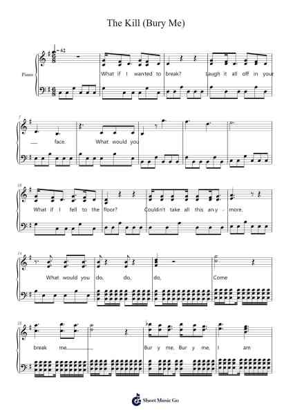 The Kill (Bury Me) Sheet Music by 30 Seconds to Mars-Arr.Yedpont