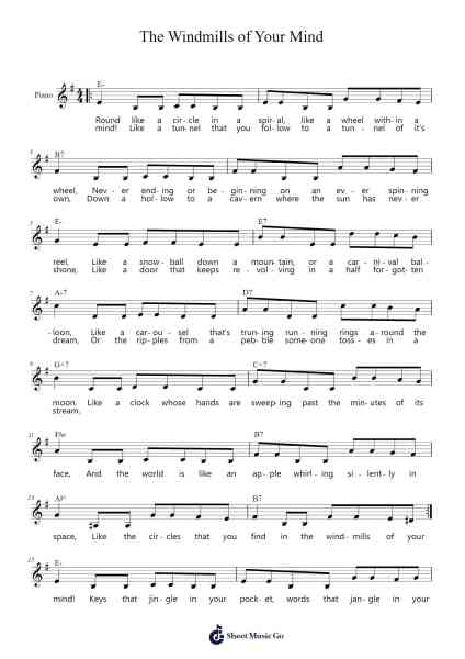 The Windmills of Your Mind Sheet Music by Michel Legrand-Arr.Canjill Myrruth