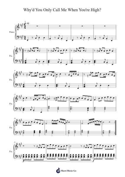 Why'd You Only Call Me When You're High? Sheet Music by Arctic Monkeys-Arr.Dwightloc Larjob