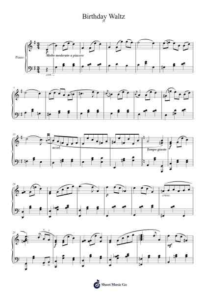 Birthday Waltz Sheet Music by Junegia Wato-Arr.Shawloyd