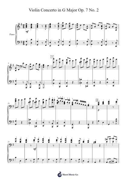 Violin Concerto in G Major, Op. 7, No. 2 Sheet Music by Antonio Vivaldi-Arr.Paygill Noaho'neil