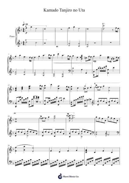 Kamado Tanjiro no Uta Sheet Music by Go Shiina-Arr.Kingrell