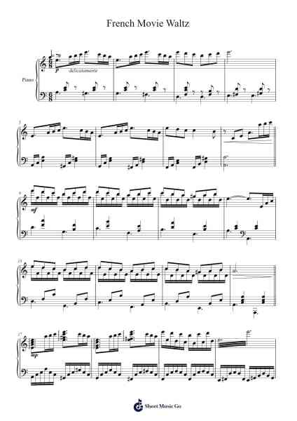French Movie Waltz Sheet Music by Catherine Rollin-Arr.Deirmand