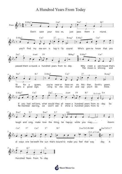 A Hundred Years From Today Sheet Music by Victor Young-Arr.Coto