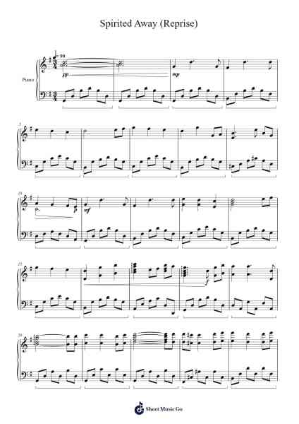 Spirited Away (Reprise) Sheet Music by Joe Hisaishi-Arr.Hugill