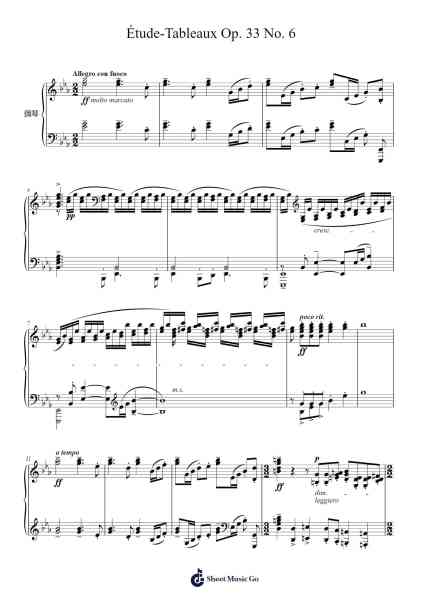 Étude-Tableaux in E-flat Major, Op. 33, No. 6 Sheet Music by Sergei Rachmaninoff-Arr.Penlith