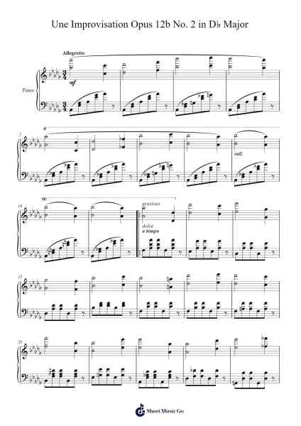 Une Improvisation Opus 12b No. 2 in D♭ Major Sheet Music by Charles-Valentin Alkan-Arr.Buckhue
