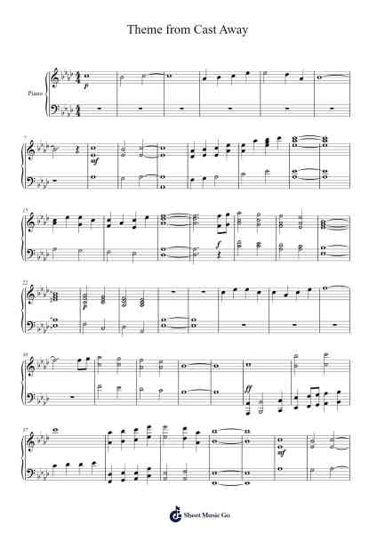 Theme from Cast Away Sheet Music by Alan Silvestri-Arr.Hosy