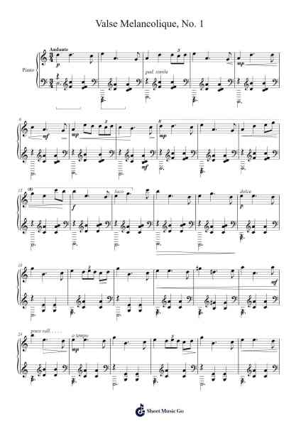 Valse Melancolique, No. 1 Sheet Music by Seamus H Flynn-Arr.Phoelen