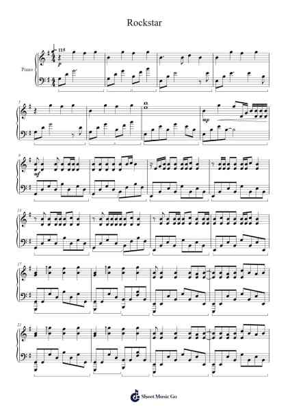 Rockstar Sheet Music by BoyWithUke-Arr.Otnold