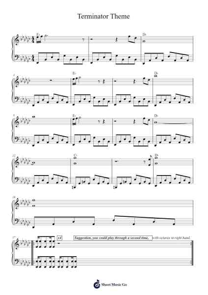 Terminator Theme Sheet Music by Brad Fiedel-Arr.Pritience