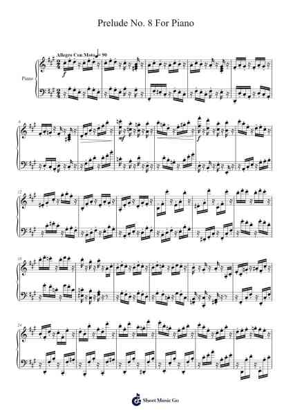 Prelude No. 8 For Piano Sheet Music by Eleazar Torres Gallegos-Arr.Carrnie