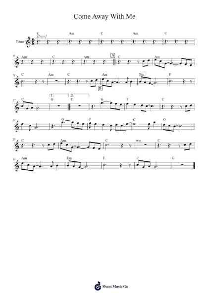 Come Away With Me Sheet Music by -Arr.Annyan Elhal