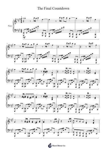 The Final Countdown Sheet Music by Europe-Arr.Mablia Finkeith