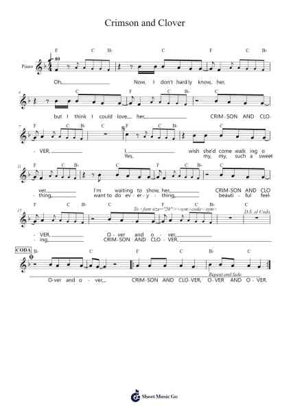 Crimson and Clover Sheet Music by Tommy James & the Shondells-Arr.Stelgil Kaycia