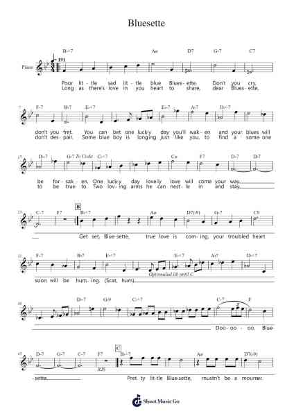 Bluesette Sheet Music by Toots Thielemans-Arr.Sukin