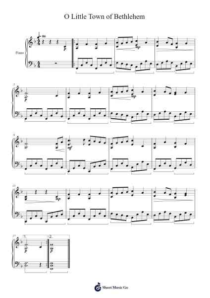 O Little Town of Bethlehem Sheet Music by Misc Christmas-Arr.Bridmay