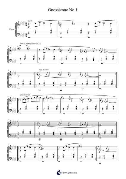 Gnossienne No. 1 Sheet Music by Erik Satie-Arr.Jorthodore Adegee