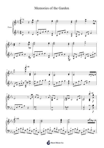 Living with Determination Memories of the Garden Sheet Music by Shoji Meguro-Arr.Brongus Chadkiel