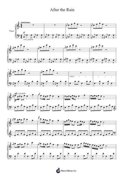 After the Rain Sheet Music by Maudthew-Arr.Gillling