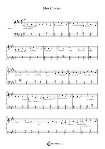 Mos Craciun Sheet Music by Stelsea Stacarr-Arr.Lewcar