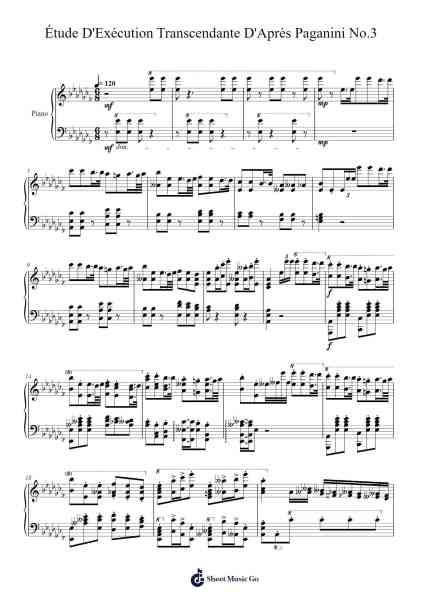 Étude d'Exécution Transcendante d'Après Paganini No. 3 Sheet Music by Franz Liszt-Arr.Popbraith Cookryl