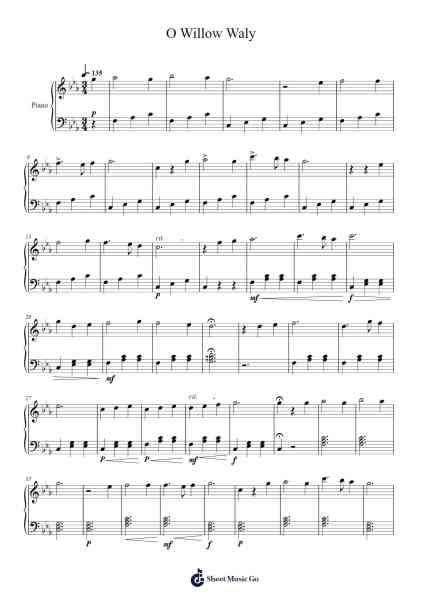 O Willow Waly Sheet Music by Georges Auric-Arr.Elfaithe