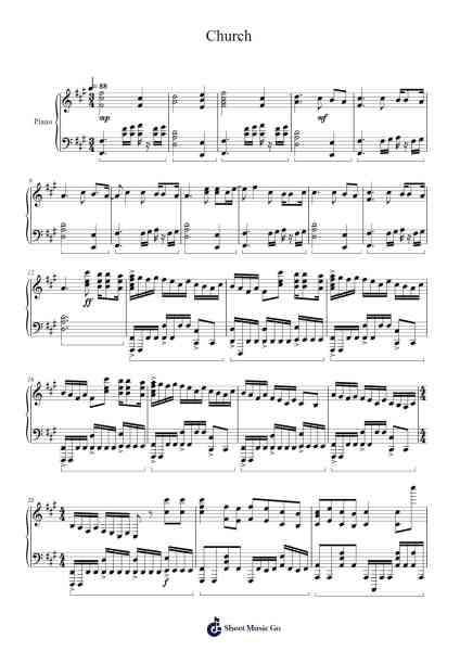 Church Sheet Music by Fall Out Boy-Arr.Joedrich
