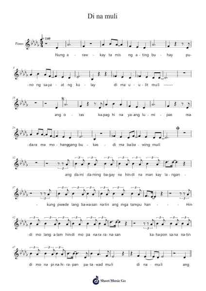 Di na muli Sheet Music by Janine Teñoso-Arr.Swinria