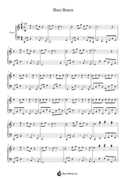 Bare Bones Musica per pianoforte di Mark Mothersbaugh - Arr.Hilye