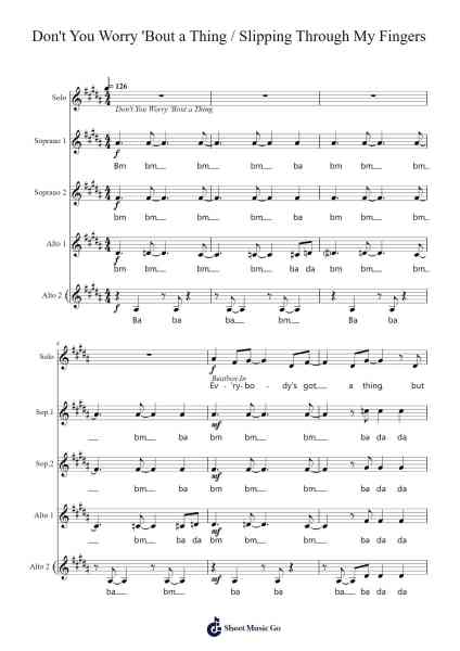 Medley: Don't You Worry 'Bout a Thing / Slipping Through My Fingers Sheet Music by Nellrhys-Arr.Beernoel Oisensharp