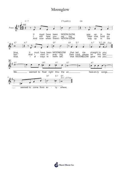 Moonglow Sheet Music by Will Hudson/Irving Mills-Arr.Keatsrid Burnsgo