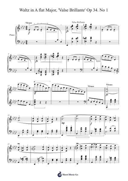 Waltz in A-flat Major, Op. 34, No. 1 "Valse Brillante" Sheet Music by Frédéric Chopin-Arr.Ruthives Sibylxy