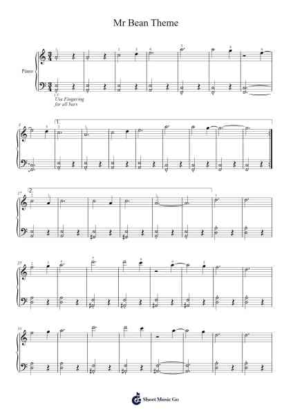 Mr Bean Theme Sheet Music by Howard Goodall-Arr.Vioyves Garbess