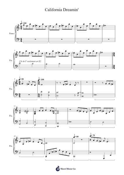 California Dreamin' Notenblatt von Sia-Arr.Hoonell Norusk