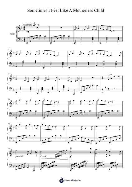 Sometimes I Feel Like a Motherless Child Sheet Music by Misc Traditional-Arr.Boycelee